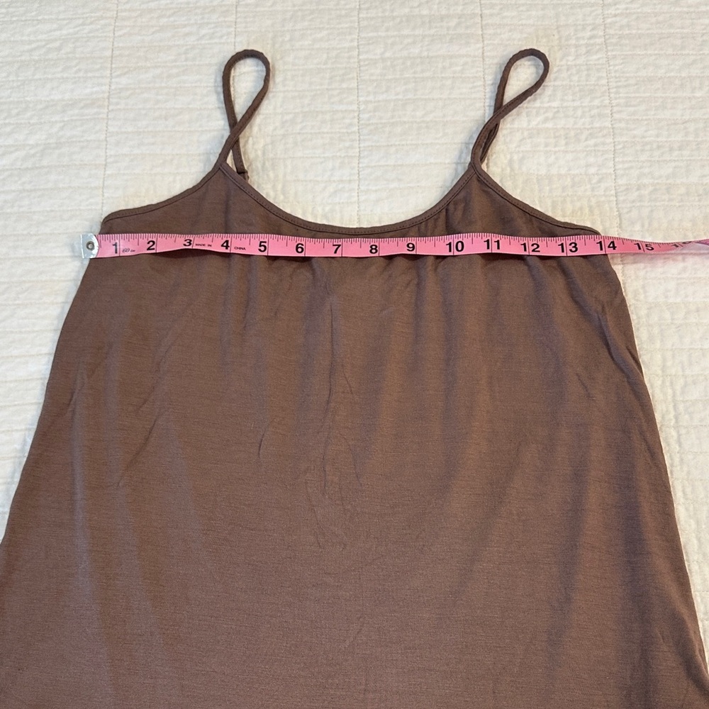Vintage Small Lace Bottom Cami Tunic Brown Lace Trim Tank Top Coquette - Picture 3 of 6